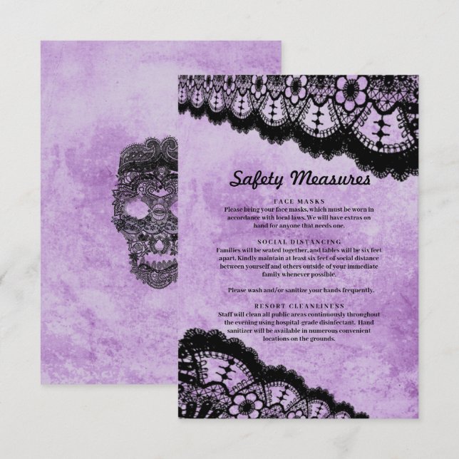 Gothic Purple Grunge Black Lace Safety Measures (Front/Back)