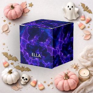 Gothic Purple Neon Bat Pattern Halloween Favor Box