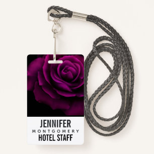 Gothic Purple-Red Rose Flower Badge