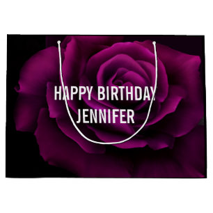 Gothic Purple-Red Rose Flower Birthday Large Gift Bag