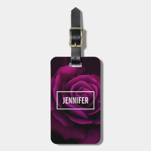 Gothic Purple-Red Rose Flower Luggage Tag