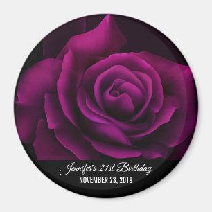 Gothic Purple-Red Rose Flower Party Date Magnet