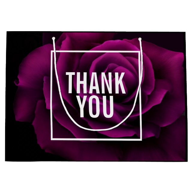 Gothic Purple-Red Rose Flower Thank You Large Gift Bag (Front)