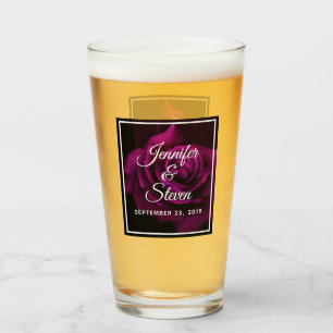 Gothic Purple-Red Rose Flower Wedding Glass