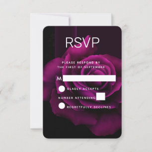 Gothic Purple-Red Rose Flower Wedding RSVP Card