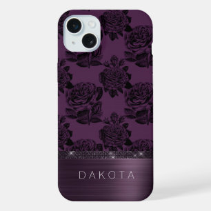 Gothic Purple Rose Dramatic Edgy Moody Eggplant iPhone 15 Plus Case