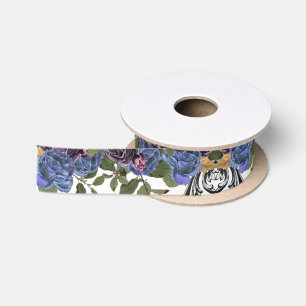 Gothic Purple Roses & Flourish Handfasting Satin Ribbon