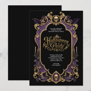 Gothic Purple Skull Halloween Party Invitation