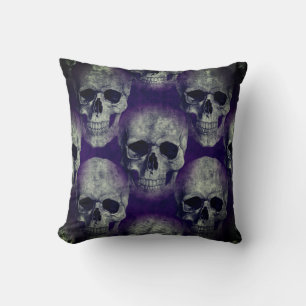 Gothic Purple Skull Throw Pillow