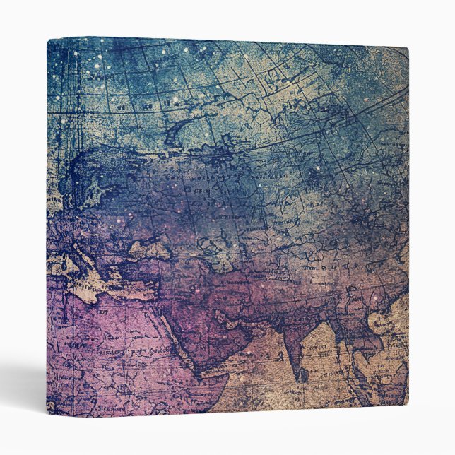 Gothic Purple Vintage Celestial Map Binder (Front/Spine)