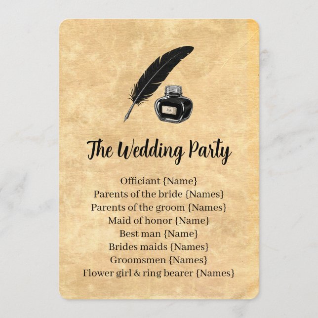 Gothic Quill Wedding Program (Front)