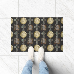 Gothic R.I.P. Headstone Celtic Cross Full Moon Art Doormat