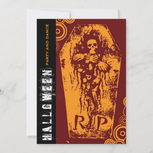 Gothic R.I.P Skeleton And Coffin Halloween Party Invitation