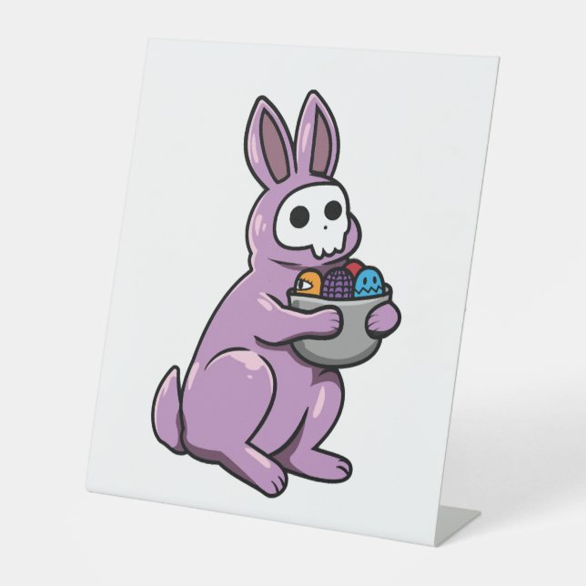 Gothic Rabbit Gothic Bunny Gothic Easter Emo Goth  Pedestal Sign (Front)