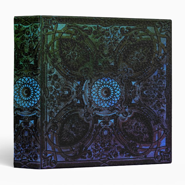 Gothic Rainbow Black Leather Book of Shadows Binder (Front/Spine)