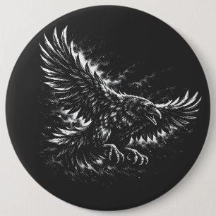 Gothic Raven – by BurnsInHell 6 Inch Round Button