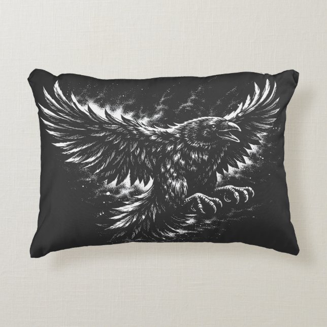 Gothic Raven – by BurnsInHell Accent Pillow (Front)