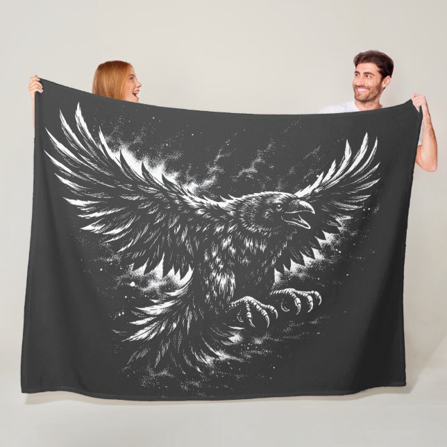 Gothic Raven – by BurnsInHell Fleece Blanket (In Situ)