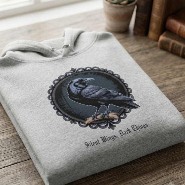 Gothic Raven Dark Academia Alternative Hoodie (Alternative raven graphic hoodie for dark academia fans for birthdays or anniversaries.)