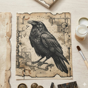 Gothic Raven Dark Academia Decoupage Tissue Paper