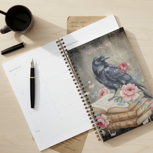 Gothic Raven Dark Academia Floral (Gothic raven floral planner)