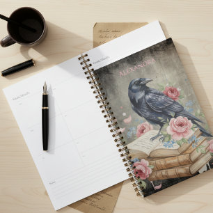 Gothic Raven Dark Academia Floral Planner