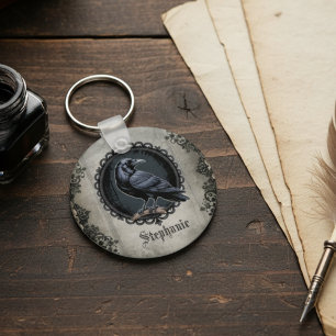 Gothic Raven Dark Academia Keychain