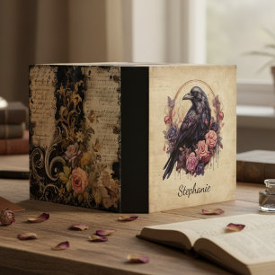 Gothic Raven Dark Academia Vintage Floral Binder