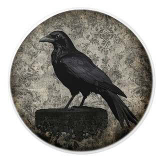 Gothic Raven Design Ceramic Knob