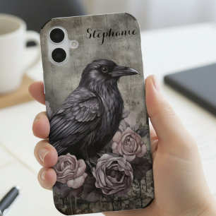 Gothic Raven Floral iPhone 16 Case