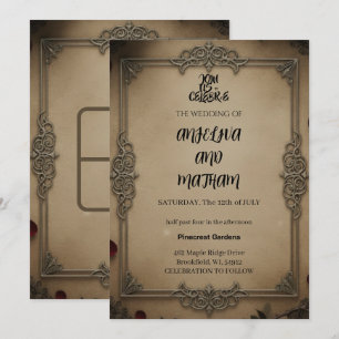 Gothic Raven Floral Wedding Arch Invitation