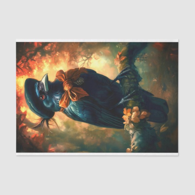 Gothic Raven, French Beret & Bow DC3RF Decoupage Tissue Paper (Front)