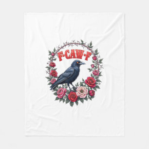 Gothic Raven Funny Halloween F-Caw-F Crow Vintage Fleece Blanket