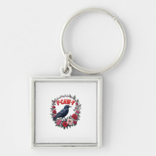 Gothic Raven Funny Halloween F-Caw-F Crow Vintage  Keychain