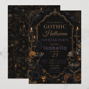 Gothic Raven Halloween Party Invitation
