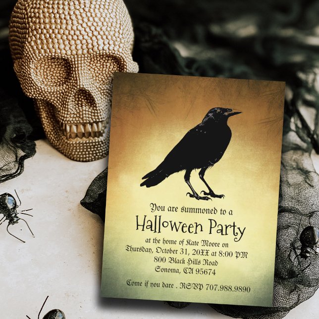 Gothic Raven Halloween Party Invitation (Creator Uploaded)