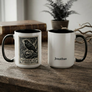 Gothic Raven Lover Gift Introvert Humour Art Two-Tone Coffee Mug