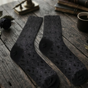 Gothic Raven Moody Onyx Baroque Art Socks