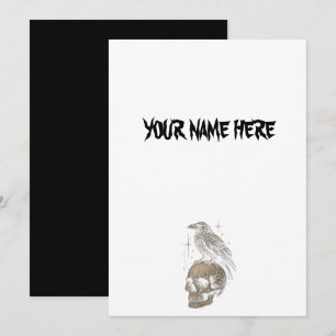 Gothic Raven on Skull Vintage Mystery Invitation