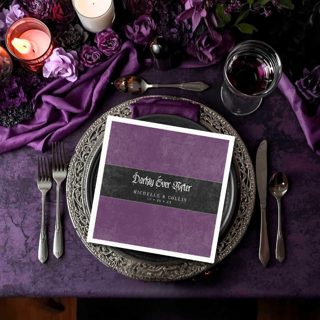 Gothic Raven Purple Darkly Ever After Wedding Napkin (Creator Uploaded)