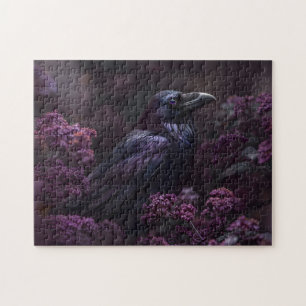 Gothic Raven Purple Foliage Jigsaw Puzzle