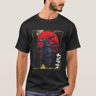Gothic Raven Red Moon Black Crow T-Shirt