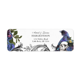Gothic Raven & Skull Purple Return Address