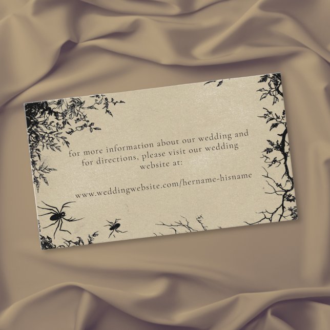 Gothic Raven Tree Engraving Black Tan Wedding Enclosure Card (Gothic Raven Tree Engraving Black Tan Wedding Enclosure Card)