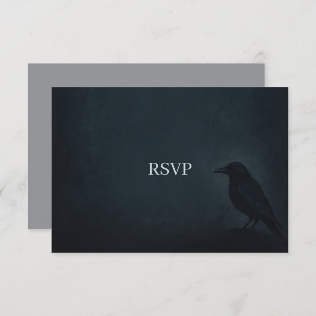 Gothic Raven Wedding RSVP Card (Front/Back)
