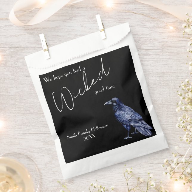 Gothic Raven Wicked Good Time Halloween Party Favour Bag (Clipped)