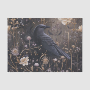 Gothic Raven with Flowers Vintage Halloween Tissue Paper