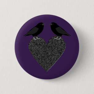 Gothic Ravens and Black Heart 2 Inch Round Button