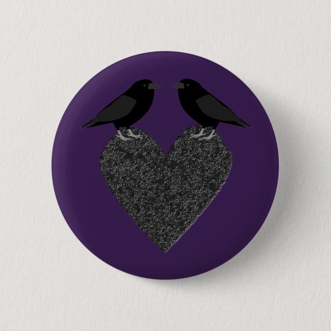 Gothic Ravens and Black Heart 2 Inch Round Button (Front)