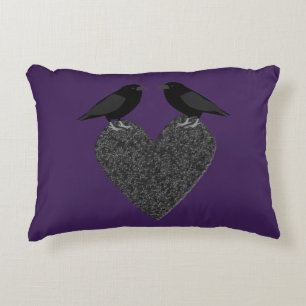 Gothic Ravens and Black Heart Custom Accent Pillow
